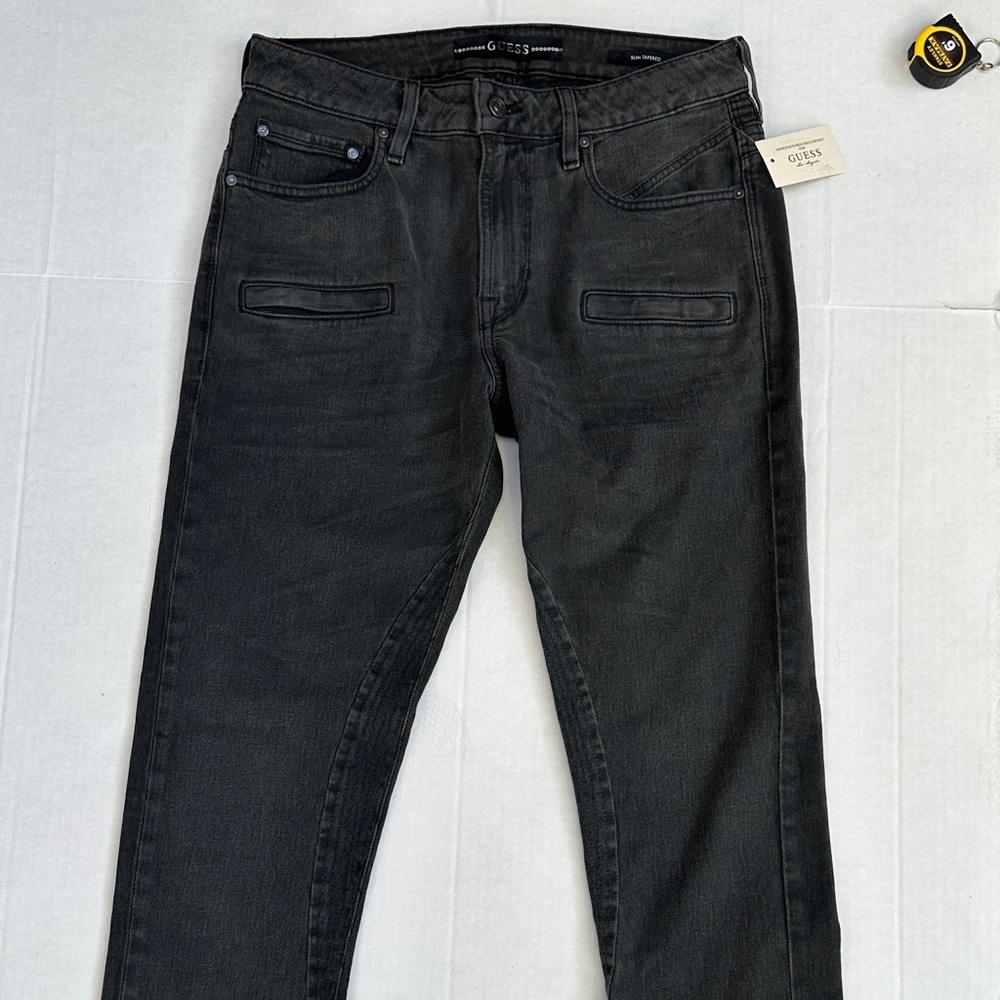 New Guess Black Slim Tapered Jeans SZ 32